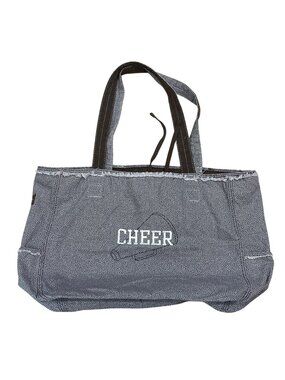 Thirty One Retro Metro Tote‎ Bag Cheer and Megaphone Embroidered Micro Dot Print
